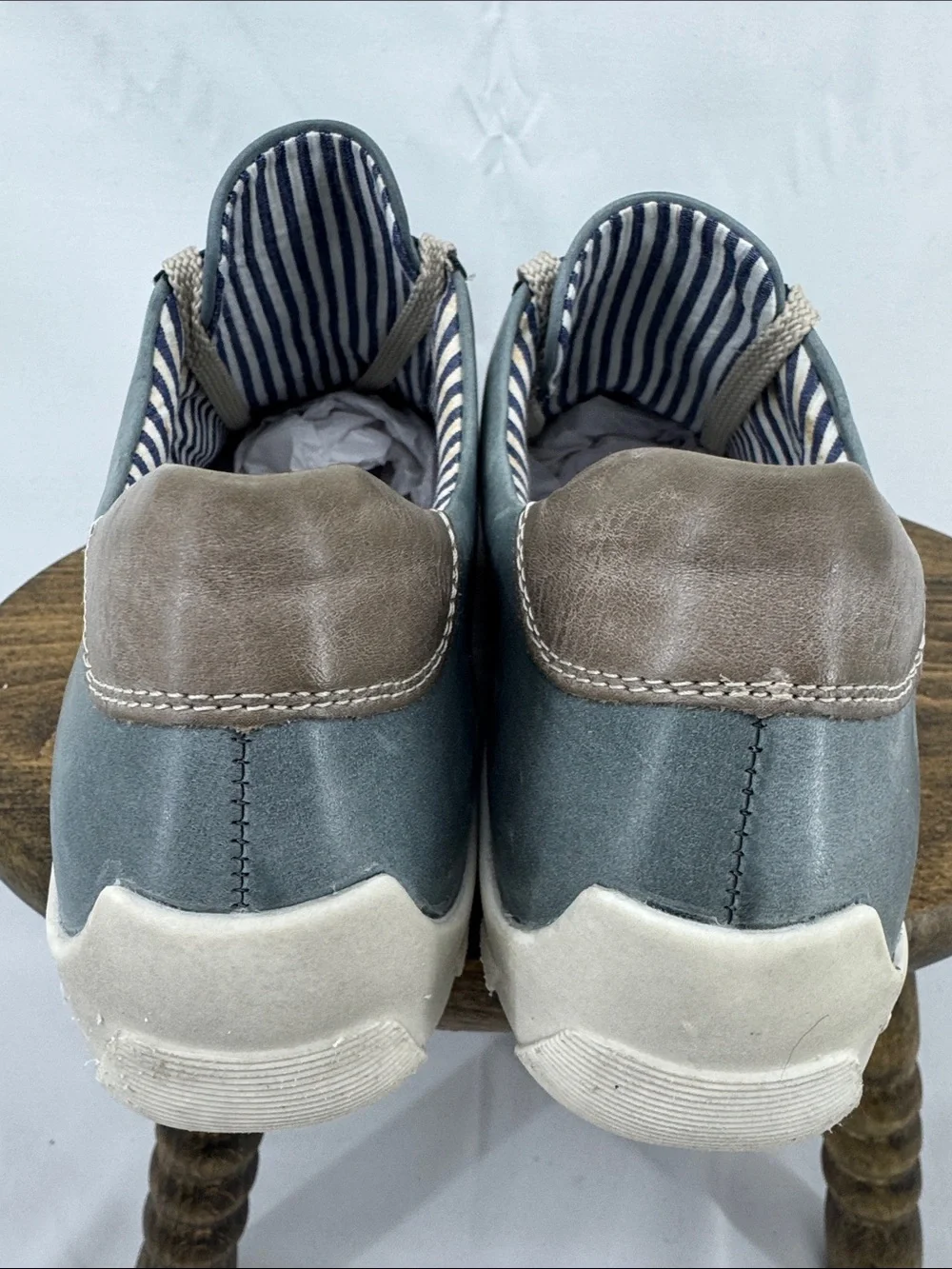 Remonte Womens R3408-15 Pale Blue Denim Leather Lace-up Sneakers, sz 40